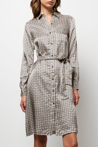 Robe chemise - Noir et beige