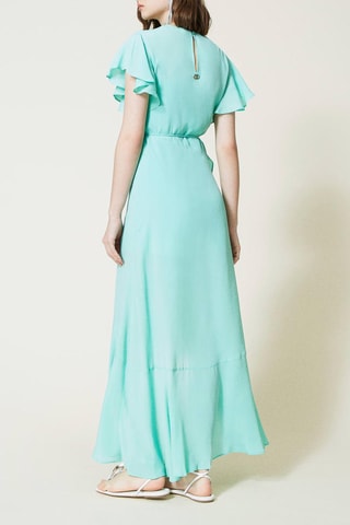 Robe longue en soie Turquoise