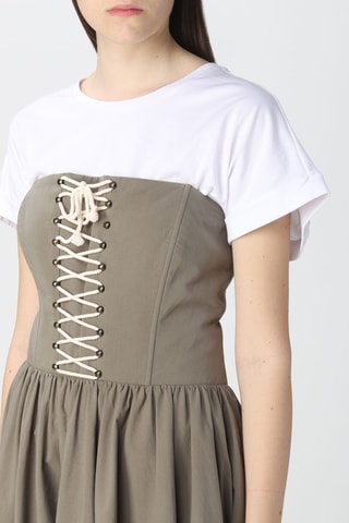 Robe trompe-l’œil Kaki et blanc