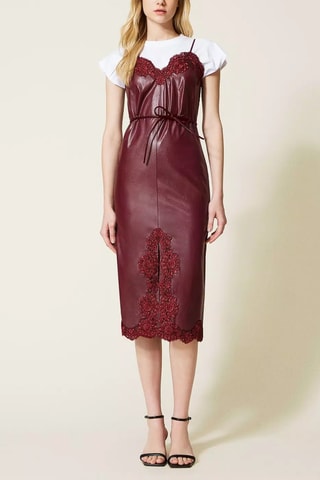 Robe midi et t-shirt - Bordeaux