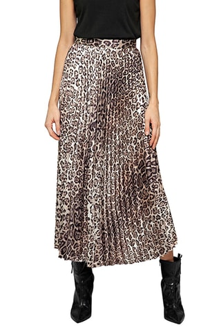 Jupe plissée taille haute - Beige et noir