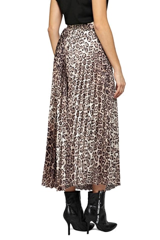 Jupe plissée taille haute - Beige et noir