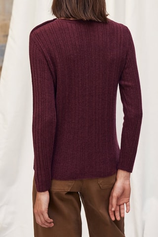 Geribde Kasjmier Trui Bordeauxrood