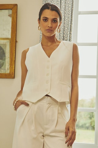 Mouwloos Vest Vanille - Wit