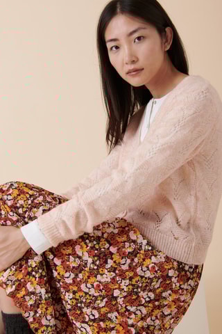 Wollen en Mohair Vest Martigues - Zalmkleurig