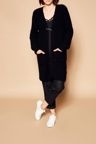 Lang Wollen en Mohair Vest Zwart