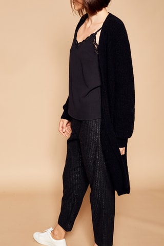 Lang Wollen en Mohair Vest Zwart