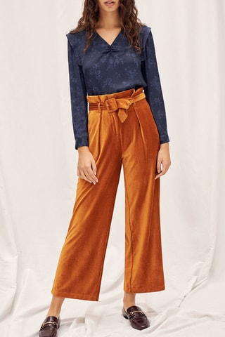 7/8 Velours Broek Wide Legs - Rood