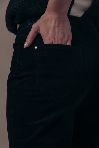 Velours Rechte Broek Hoge Taille Panthere - Zwart