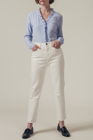 Jeans Recht Model Hoge Taille Pitt Wit