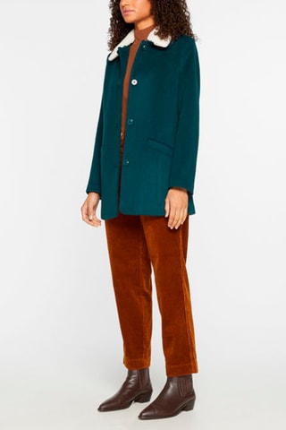 Gerecycled Wollen Jas Pauwblauw