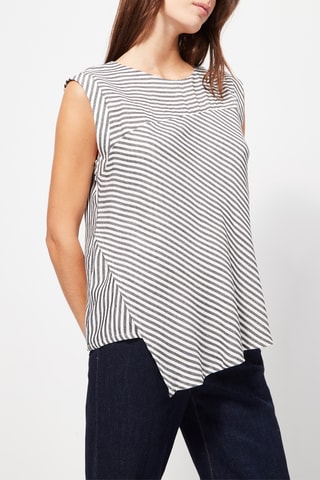Asymmetrische Top met Streepmotief Zwart en Wit