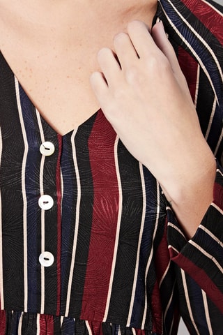 Lange Jurk Rigoletta Marineblauw en Bordeauxrood