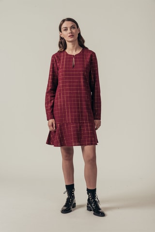 Jurk Lage Taille Rigine Bordeauxrood