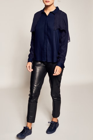 Blouse met Ruches Marineblauw