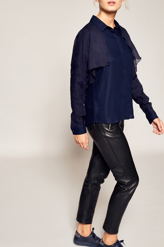 Blouse met Ruches Marineblauw