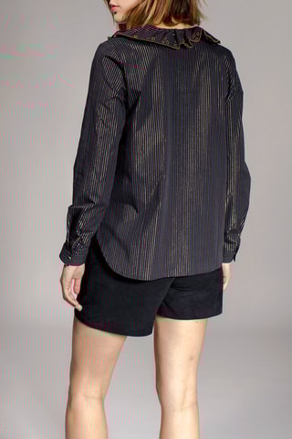 Blouse met Ruches Calypse Zwart en Lichtbruin