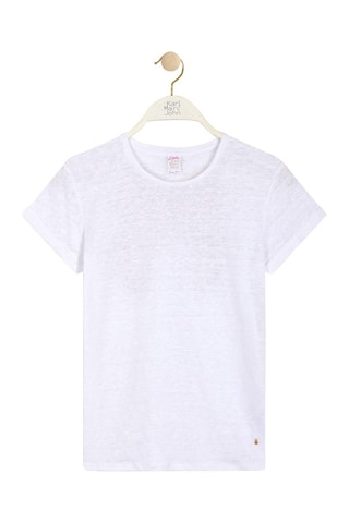 Linnen T-shirt Aracely - Gemêleerd Wit