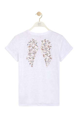 Linnen T-shirt Aracely - Gemêleerd Wit