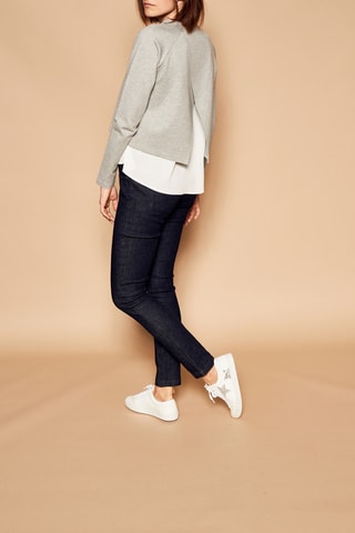 Asymmetrische Sweater Gemêleerd Lichtgrijs en Wit