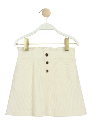 Wijduitlopende Ribfluwelen Rok -  Crèmekleurig