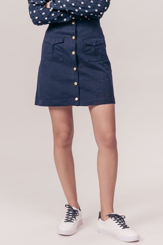 Rechte Rok Hoge Taille Jilin Marineblauw