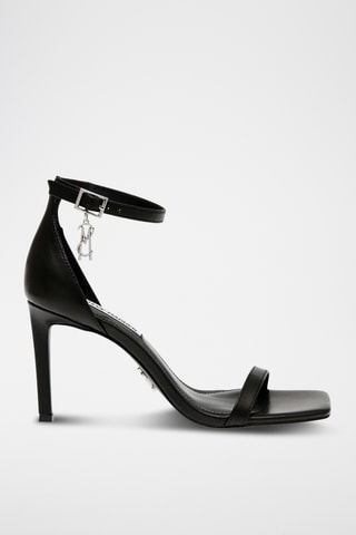 Sandales à talons en cuir de mouton - Noir