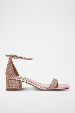 Sandales à talons en satin - Doré rose