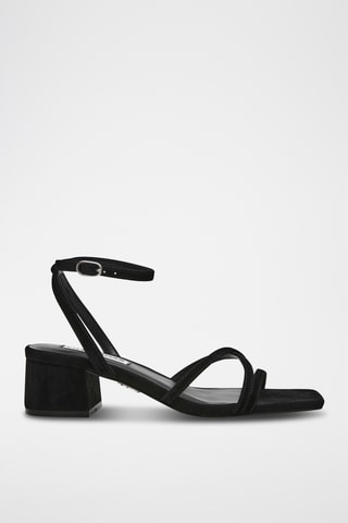 Sandales à talons en cuir de mouton nubuck - Noir