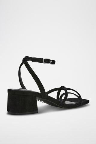 Sandales à talons en cuir de mouton nubuck - Noir