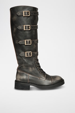 Bottes en cuir - Marron foncé