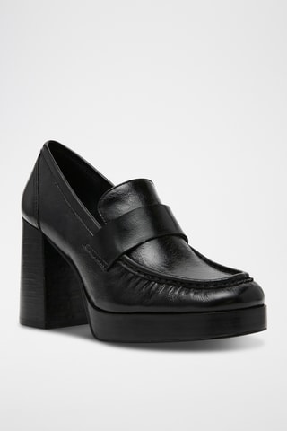 Mocassins à talons en cuir - Noir