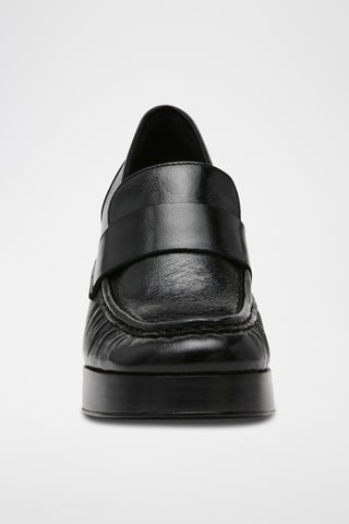 Mocassins à talons en cuir - Noir