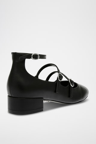 Babies à talons en cuir de mouton - Noir