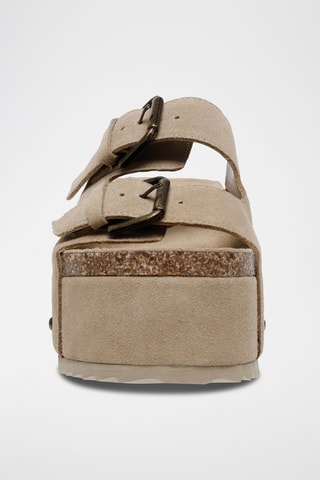 Mules plateformes en nubuck - Taupe