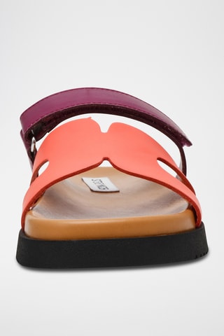 Mules en cuir - Corail et violet