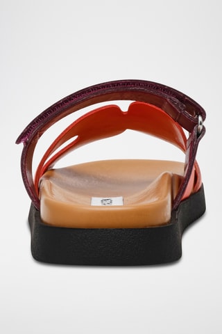 Mules en cuir - Corail et violet