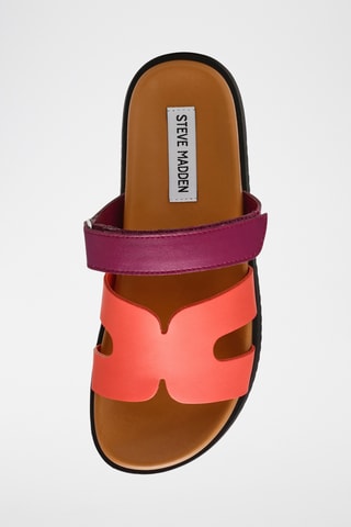 Mules en cuir - Corail et violet