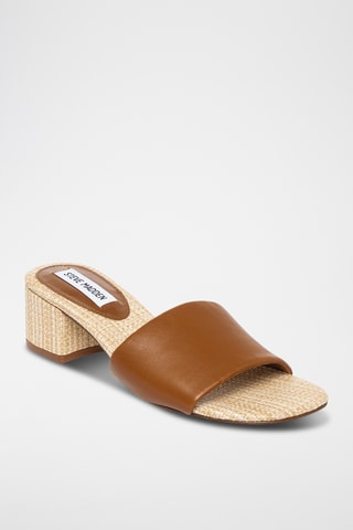 Mules à talons en cuir - Marron