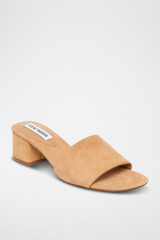 Mules à talons en nubuck - Camel
