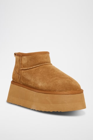 Bottines fourrées en nubuck - Camel