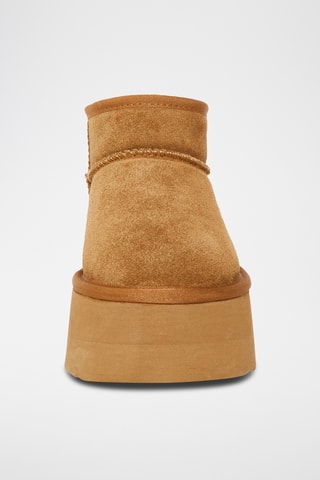 Bottines fourrées en nubuck - Camel