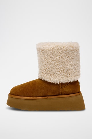 Bottines fourrées en cuir - Camel