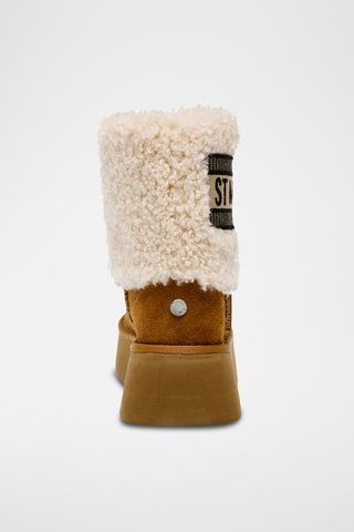 Bottines fourrées en cuir - Camel