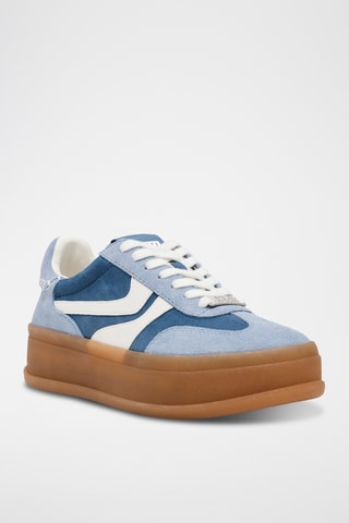 Baskets plateformes en nubuck - Bleu