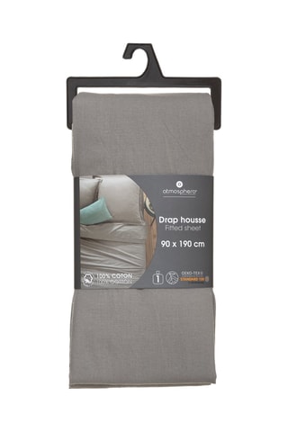 Drap-housse en percale de coton 115 g/m² - Gris