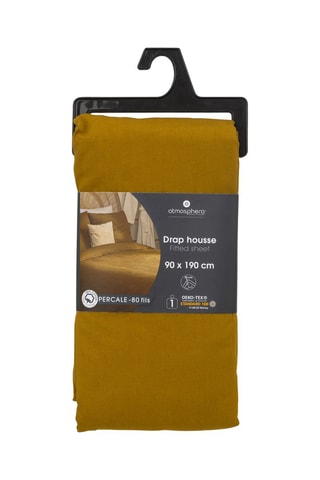 Drap-housse en percale de coton 80 fils/cm² - Ocre