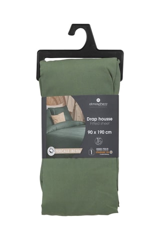 Drap-housse en percale de coton 80 fils/cm² - Sauge