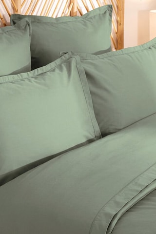 Drap-housse en percale de coton 80 fils/cm² - Sauge