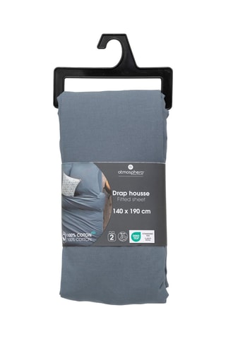 Drap-housse en coton 57 fils/cm² Carina - Bleu